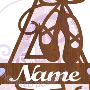 Intra απο ξύλο plywood 3mm-4mm πάχος Μονόγραμμα με κεφαλαίο παπούτσι μπαλέτου Επιστολή α Δίασταση 9x9 cm INTRAFABR-91015091 - Image 2