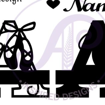 Intra απο ξύλο plywood 3mm-4mm πάχος Μονόγραμμα με κεφαλαίο παπούτσι μπαλέτου Επιστολή α Δίασταση 9x9 cm INTRAFABR-91015091 - Image 3