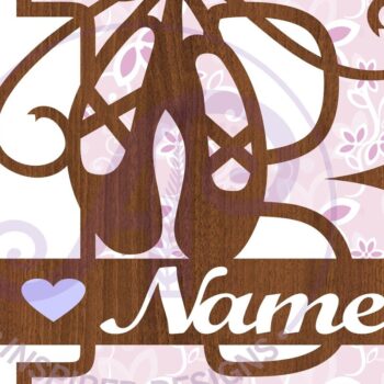 Intra απο ξύλο plywood 3mm-4mm πάχος Μονόγραμμα με κεφαλαίο παπούτσι μπαλέτου Επιστολή Β Δίασταση 9x9 cm INTRAFABR-91015115 - Image 2