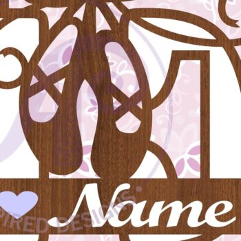 Intra απο ξύλο plywood 3mm-4mm πάχος Μονόγραμμα με κεφαλαίο παπούτσι μπαλέτου Letter E Δίασταση 9x9 cm INTRAFABR-91015182 - Image 2