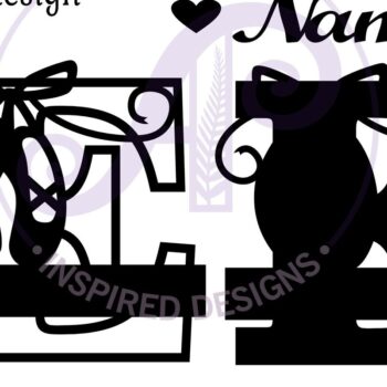 Intra απο ξύλο plywood 3mm-4mm πάχος Μονόγραμμα με κεφαλαίο παπούτσι μπαλέτου Letter E Δίασταση 9x9 cm INTRAFABR-91015182 - Image 3