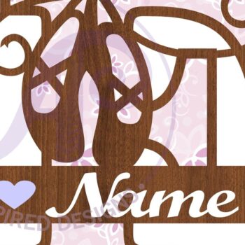 Intra απο ξύλο plywood 3mm-4mm πάχος Μονόγραμμα με κεφαλαίο παπούτσι μπαλέτου Επιστολή F Δίασταση 9x9 cm INTRAFABR-91049893 - Image 2