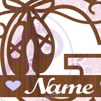 Intra απο ξύλο plywood 3mm-4mm πάχος Μονόγραμμα με κεφαλαίο παπούτσι μπαλέτου Επιστολή G Δίασταση 9x9 cm INTRAFABR-91015221 - Image 2