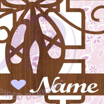 Intra απο ξύλο plywood 3mm-4mm πάχος Μονόγραμμα με κεφαλαίο παπούτσι μπαλέτου Letter H Δίασταση 9x9 cm INTRAFABR-91015243 - Image 2