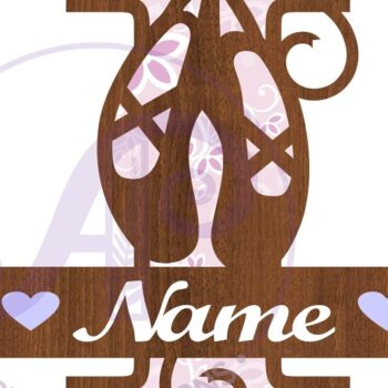 Intra απο ξύλο plywood 3mm-4mm πάχος Μονόγραμμα με κεφαλαίο παπούτσι μπαλέτου Letter I Δίασταση 9x9 cm INTRAFABR-91015268 - Image 2