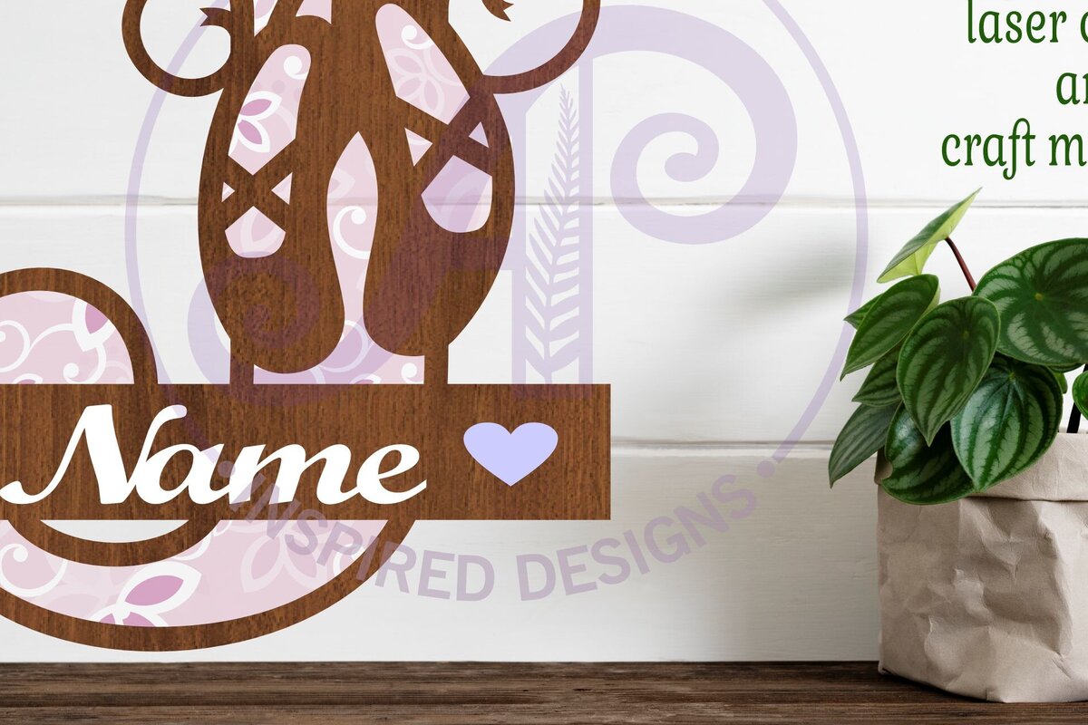 Intra απο ξύλο plywood 3mm-4mm πάχος Μονόγραμμα με κεφαλαίο παπούτσι μπαλέτου Επιστολή J Δίασταση 9x9 cm INTRAFABR-91015325