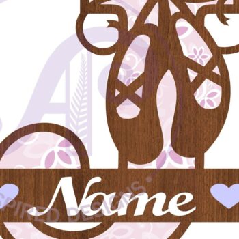 Intra απο ξύλο plywood 3mm-4mm πάχος Μονόγραμμα με κεφαλαίο παπούτσι μπαλέτου Επιστολή J Δίασταση 9x9 cm INTRAFABR-91015325 - Image 2