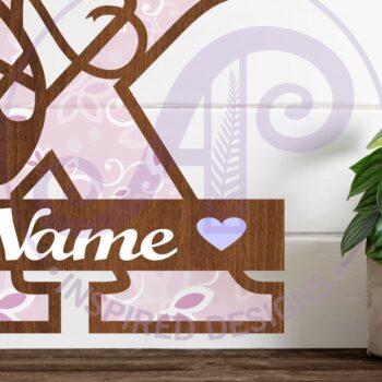 Intra απο ξύλο plywood 3mm-4mm πάχος Μονόγραμμα με κεφαλαίο παπούτσι μπαλέτου Επιστολή Κ Δίασταση 9x9 cm INTRAFABR-91015410 - Image 1