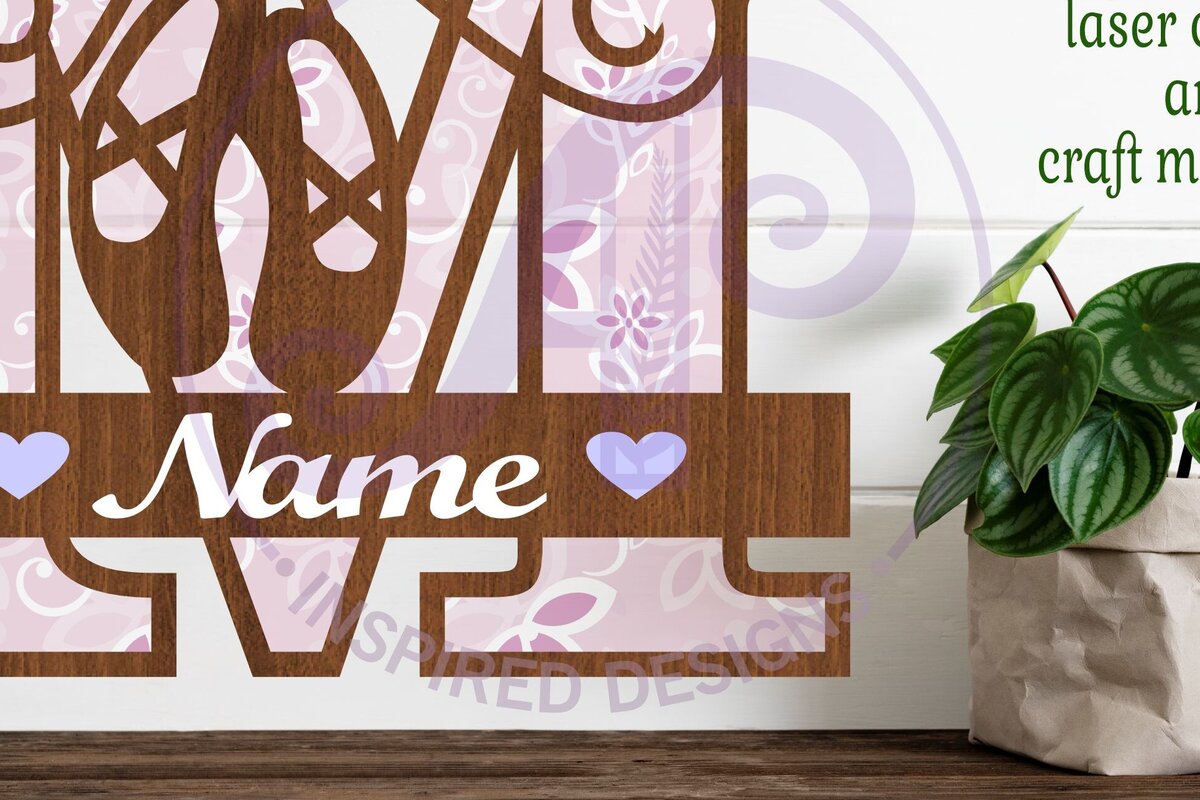 Intra απο ξύλο plywood 3mm-4mm πάχος Μονόγραμμα με κεφαλαίο παπούτσι μπαλέτου Letter M Δίασταση 9x9 cm INTRAFABR-91015457