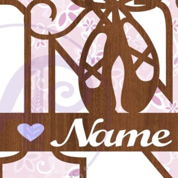 Intra απο ξύλο plywood 3mm-4mm πάχος Μονόγραμμα με κεφαλαίο παπούτσι μπαλέτου Επιστολή N Δίασταση 9x9 cm INTRAFABR-91015481 - Image 2