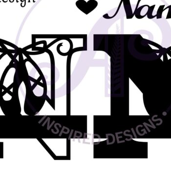 Intra απο ξύλο plywood 3mm-4mm πάχος Μονόγραμμα με κεφαλαίο παπούτσι μπαλέτου Επιστολή N Δίασταση 9x9 cm INTRAFABR-91015481 - Image 3