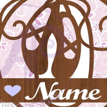 Intra απο ξύλο plywood 3mm-4mm πάχος Μονόγραμμα με κεφαλαίο παπούτσι μπαλέτου Letter O Δίασταση 9x9 cm INTRAFABR-91015511 - Image 2