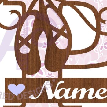 Intra απο ξύλο plywood 3mm-4mm πάχος Μονόγραμμα με κεφαλαίο παπούτσι μπαλέτου Επιστολή P Δίασταση 9x9 cm INTRAFABR-91015540 - Image 2