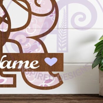 Intra απο ξύλο plywood 3mm-4mm πάχος Μονόγραμμα με κεφαλαίο παπούτσι μπαλέτου Letter R Δίασταση 9x9 cm INTRAFABR-91015579 - Image 1