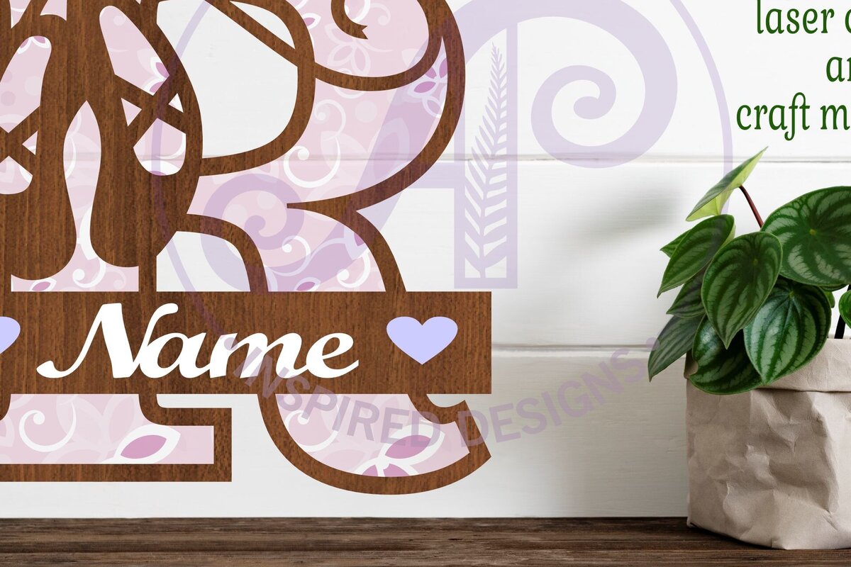 Intra απο ξύλο plywood 3mm-4mm πάχος Μονόγραμμα με κεφαλαίο παπούτσι μπαλέτου Letter R Δίασταση 9x9 cm INTRAFABR-91015579