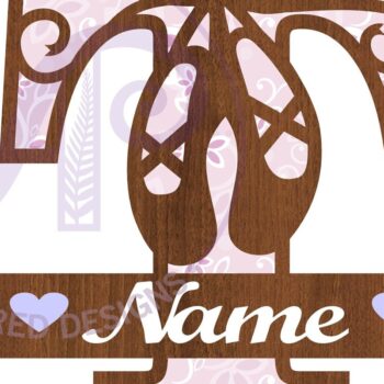 Intra απο ξύλο plywood 3mm-4mm πάχος Μονόγραμμα με κεφαλαίο παπούτσι μπαλέτου Letter T Δίασταση 9x9 cm INTRAFABR-91015626 - Image 2