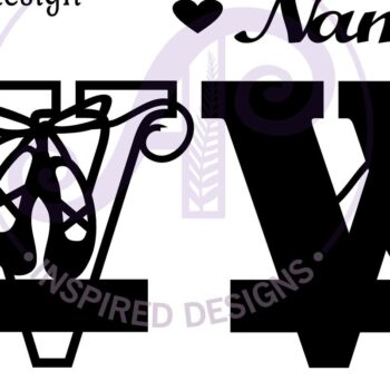 Intra απο ξύλο plywood 3mm-4mm πάχος Μονόγραμμα με κεφαλαίο παπούτσι μπαλέτου Επιστολή W Δίασταση 9x9 cm INTRAFABR-91015679 - Image 3