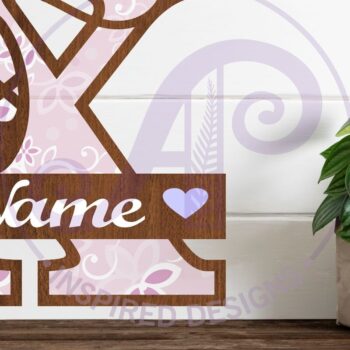 Intra απο ξύλο plywood 3mm-4mm πάχος Μονόγραμμα με κεφαλαίο παπούτσι μπαλέτου Letter X Δίασταση 9x9 cm INTRAFABR-91015704 - Image 1