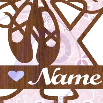 Intra απο ξύλο plywood 3mm-4mm πάχος Μονόγραμμα με κεφαλαίο παπούτσι μπαλέτου Letter X Δίασταση 9x9 cm INTRAFABR-91015704 - Image 2