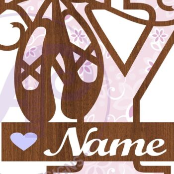 Intra απο ξύλο plywood 3mm-4mm πάχος Μονόγραμμα με κεφαλαίο παπούτσι μπαλέτου Letter Y Δίασταση 9x9 cm INTRAFABR-91015730 - Image 2