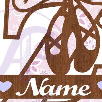 Intra απο ξύλο plywood 3mm-4mm πάχος Μονόγραμμα με κεφαλαίο παπούτσι μπαλέτου Letter Z Δίασταση 9x9 cm INTRAFABR-91015753 - Image 2