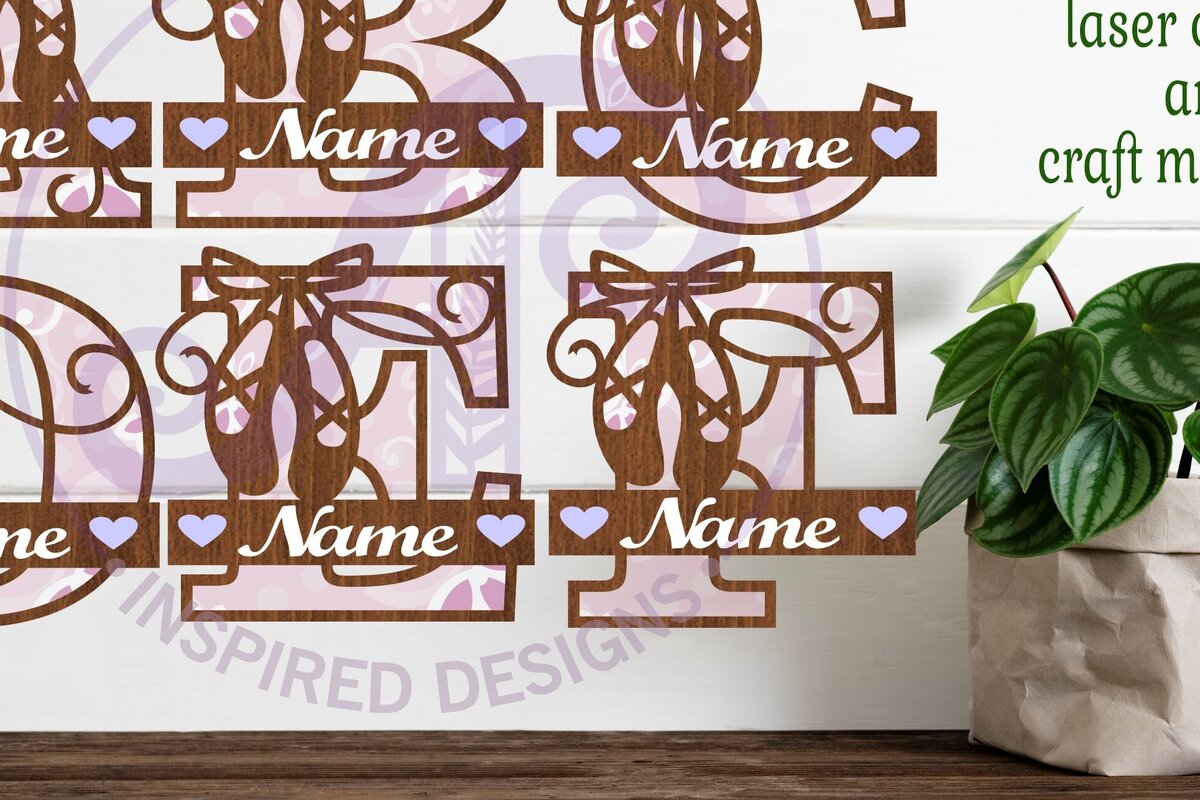 Intra απο ξύλο plywood 3mm-4mm πάχος Παπούτσια μπαλέτου Monogram Letter Όνομα πακέτου Δίασταση 30x20 cm INTRAFABR-91013721