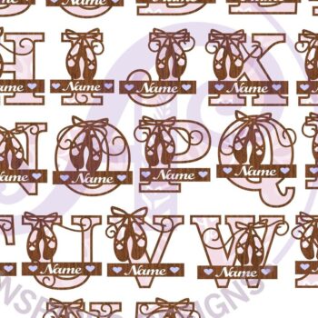 Intra απο ξύλο plywood 3mm-4mm πάχος Παπούτσια μπαλέτου Monogram Letter Όνομα πακέτου Δίασταση 30x20 cm INTRAFABR-91013721 - Image 4