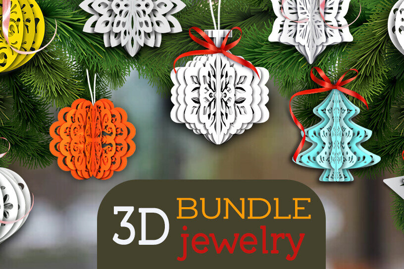 Intra απο ξύλο plywood 3mm-4mm πάχος Bandle 3D Ornaments / Handmade Ornaments Δίασταση 8x8 cm INTRAFABR-105937696