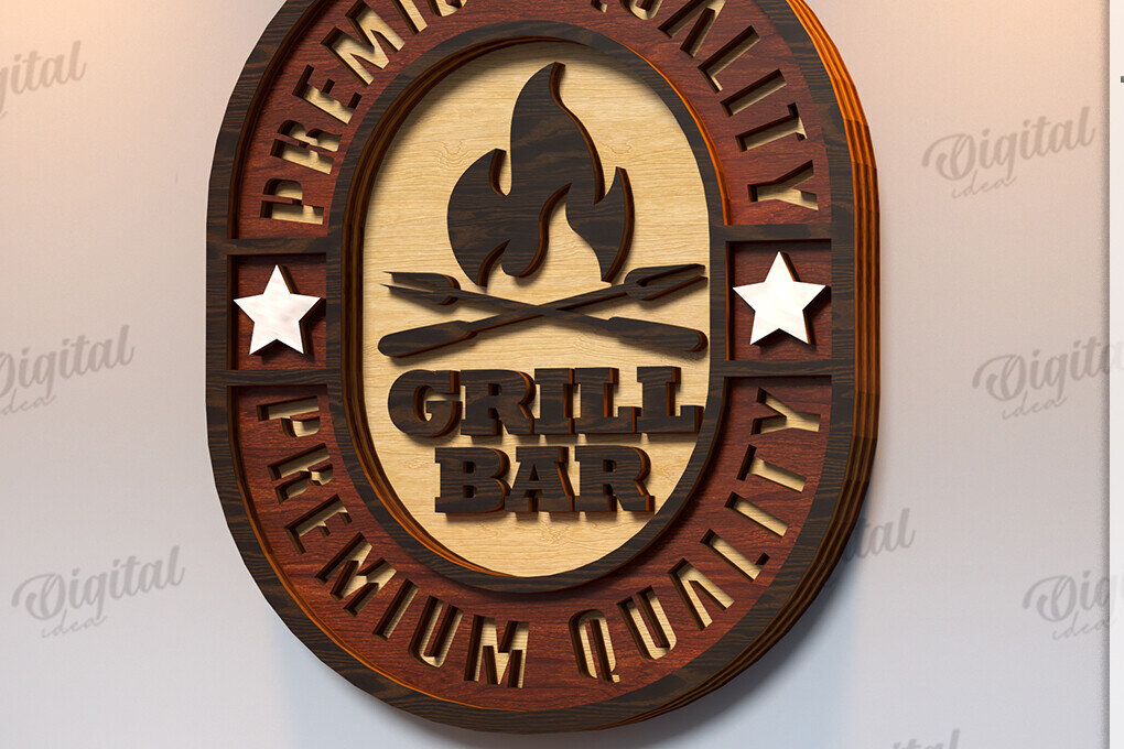 Intra απο ξύλο plywood 3mm-4mm πάχος πινακίδα μπαρ και γκριλ Δίασταση 30x20 cm INTRAFABR-123489121