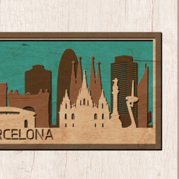 Intra απο ξύλο plywood 3mm-4mm πάχος Barcelona Skyline , Multi-layer Δίασταση 30x20 cm INTRAFABR-14910693 - Image 1