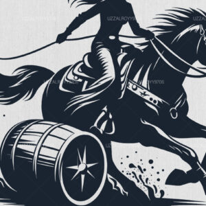 Intra απο ξύλο plywood 3mm-4mm πάχος Barrel Racing Woman and Man on Horse Δίασταση 40x40 cm INTRAFABR-97994207
