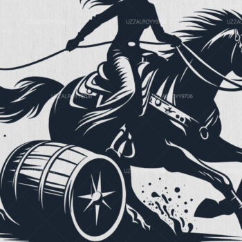 Intra απο ξύλο plywood 3mm-4mm πάχος Barrel Racing Woman and Man on Horse Δίασταση 40x40 cm INTRAFABR-97994207 - Image 1