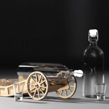 Intra απο ξύλο plywood 3mm-4mm πάχος Βάση Barware για μπουκάλι με Shot  Δίασταση 15x15 cm INTRAFABR-113817294 - Image 1