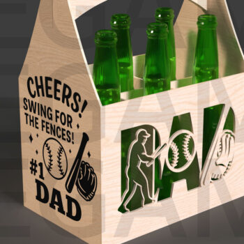 Intra απο ξύλο plywood 3mm-4mm πάχος Baseball Dad Beer Caddy Δίασταση 15x15 cm INTRAFABR-122114040 - Image 3