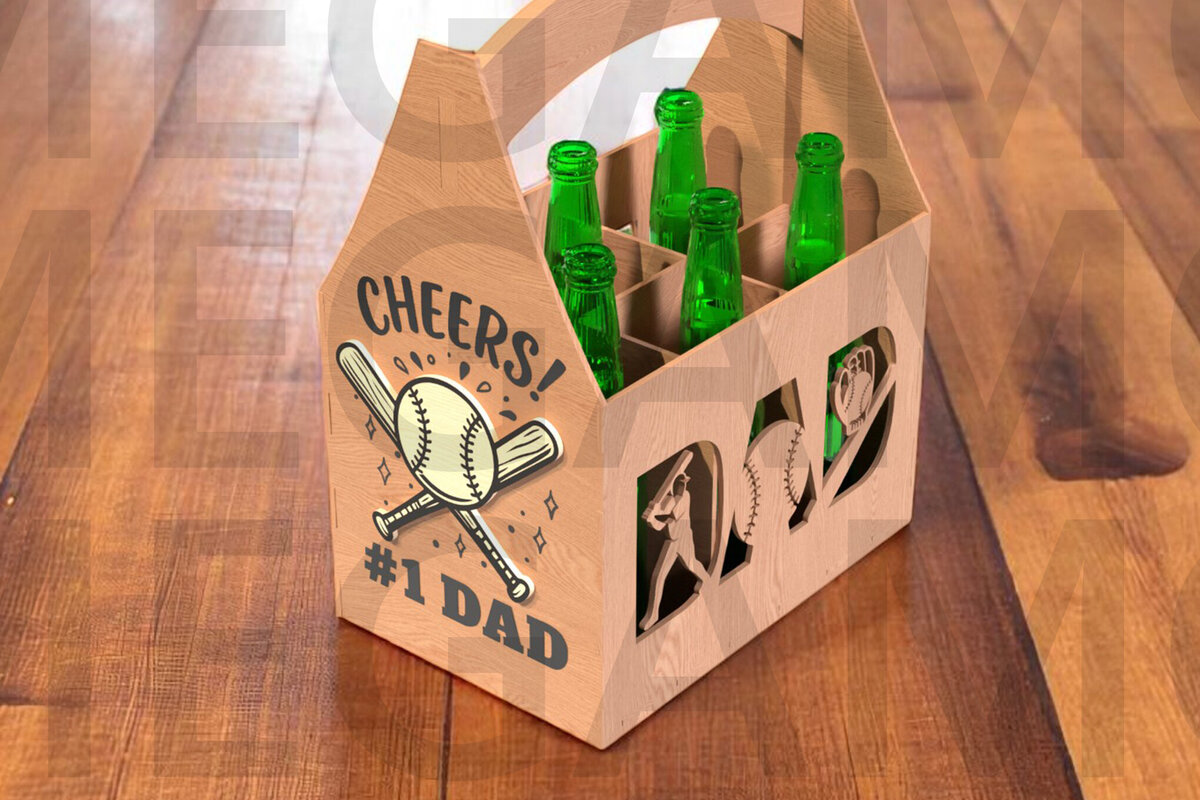 Intra απο ξύλο plywood 3mm-4mm πάχος Baseball Dad Beer Caddy Δίασταση 15x15 cm INTRAFABR-122438262 - Image 1