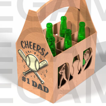 Intra απο ξύλο plywood 3mm-4mm πάχος Baseball Dad Beer Caddy Δίασταση 15x15 cm INTRAFABR-122438262 - Image 3