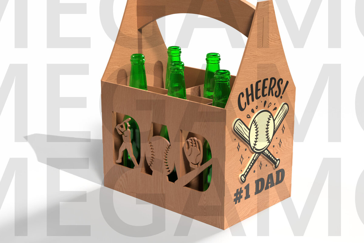 Intra απο ξύλο plywood 3mm-4mm πάχος Baseball Dad Beer Caddy Δίασταση 15x15 cm INTRAFABR-122438262 - Image 4