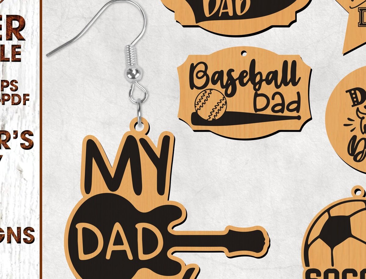 Intra απο ξύλο plywood 3mm-4mm πάχος Σκουλαρίκι μπέιζμπολ Dad Δίασταση 2x2 cm INTRAFABR-31065203