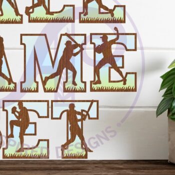 Intra απο ξύλο plywood 3mm-4mm πάχος Γράμματα σιλουέτας παικτών του μπέιζμπολ Δίασταση 5x5 cm INTRAFABR-90045008 - Image 1