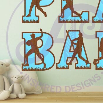 Intra απο ξύλο plywood 3mm-4mm πάχος Γράμματα σιλουέτας παικτών του μπέιζμπολ Δίασταση 5x5 cm INTRAFABR-90045008 - Image 2