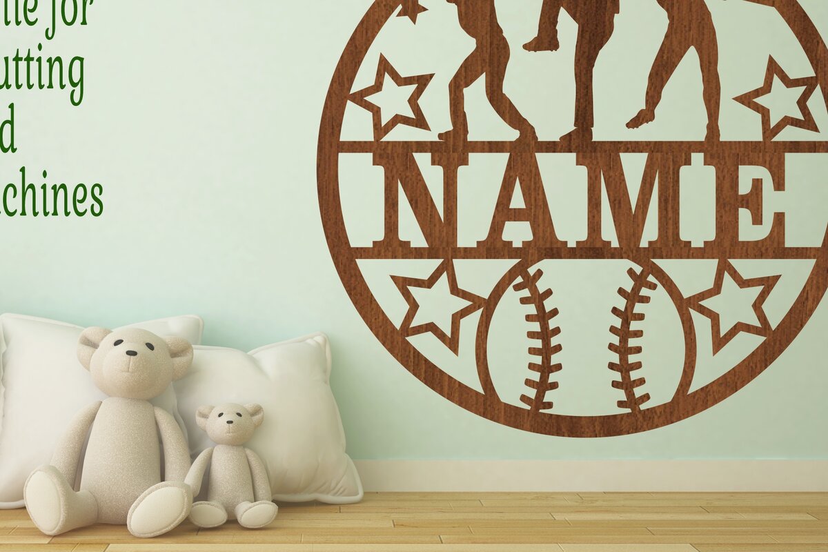Intra απο ξύλο plywood 3mm-4mm πάχος Πινακίδα ονόματος μπέιζμπολ Γυναικείο αποκοπής Δίασταση 30x20 cm INTRAFABR-68101476 - Image 1