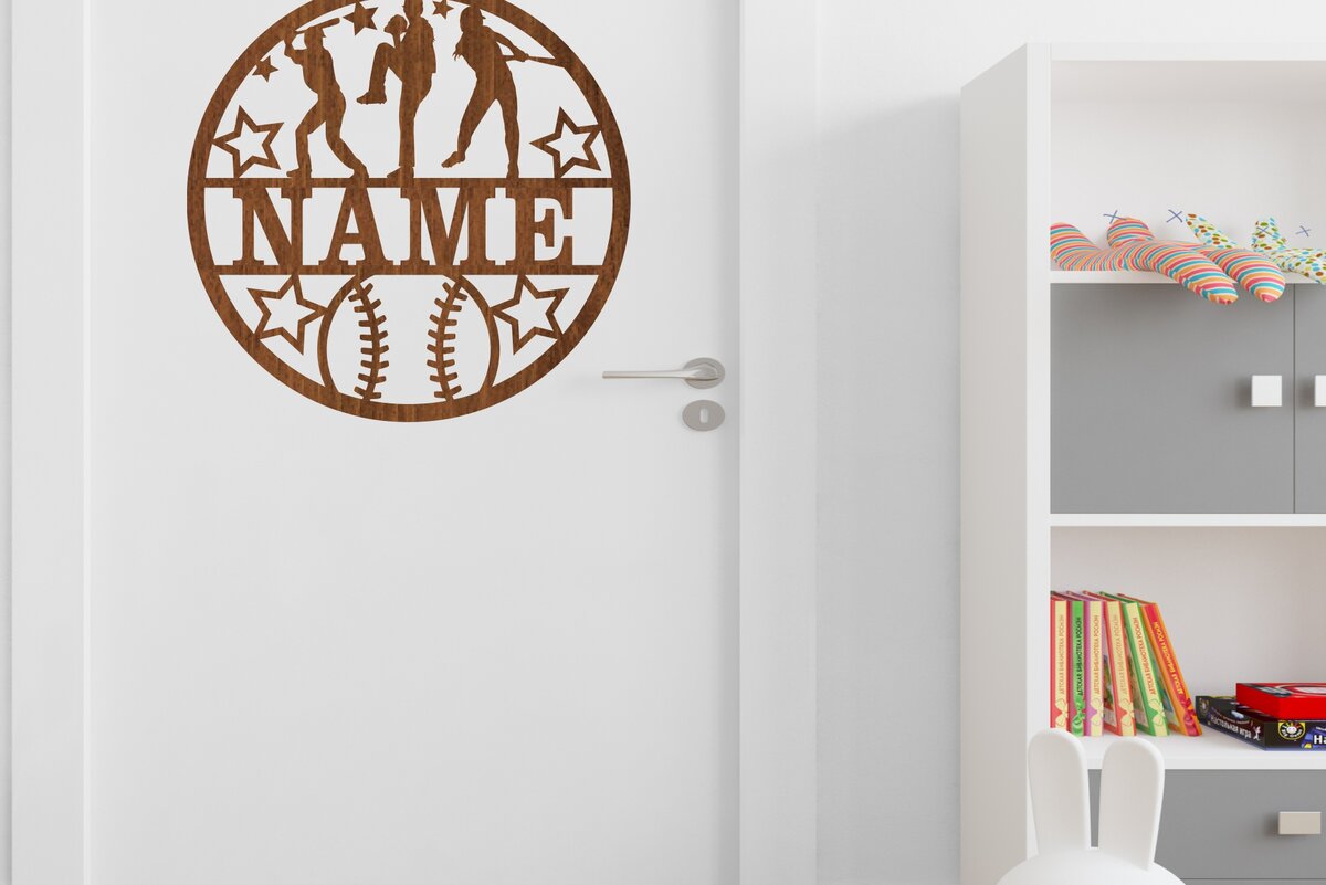 Intra απο ξύλο plywood 3mm-4mm πάχος Πινακίδα ονόματος μπέιζμπολ Γυναικείο αποκοπής Δίασταση 30x20 cm INTRAFABR-68101476 - Image 3
