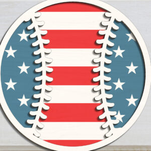 Intra απο ξύλο plywood 3mm-4mm πάχος Μπέιζμπολ ΗΠΑ Χάρτης American Flag Δίασταση 15x15 cm INTRAFABR-99398515