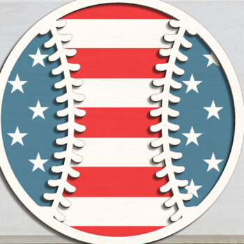 Intra απο ξύλο plywood 3mm-4mm πάχος Μπέιζμπολ ΗΠΑ Χάρτης American Flag Δίασταση 15x15 cm INTRAFABR-99398515 - Image 1