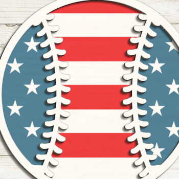 Intra απο ξύλο plywood 3mm-4mm πάχος Μπέιζμπολ ΗΠΑ Χάρτης American Flag Δίασταση 15x15 cm INTRAFABR-99398515 - Image 2
