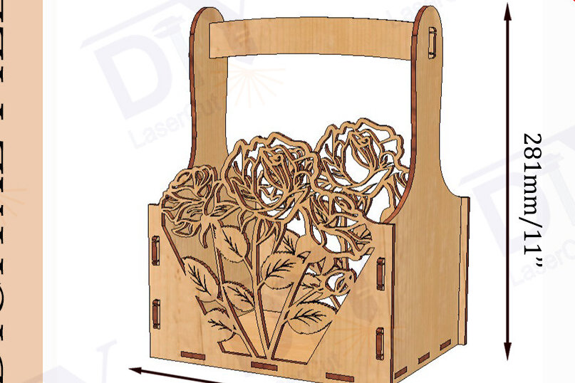 Intra απο ξύλο plywood 3mm-4mm πάχος Καλάθι Flower Cut , Box Decor 4mm Δίασταση 4x4 cm INTRAFABR-113772150 - Image 2