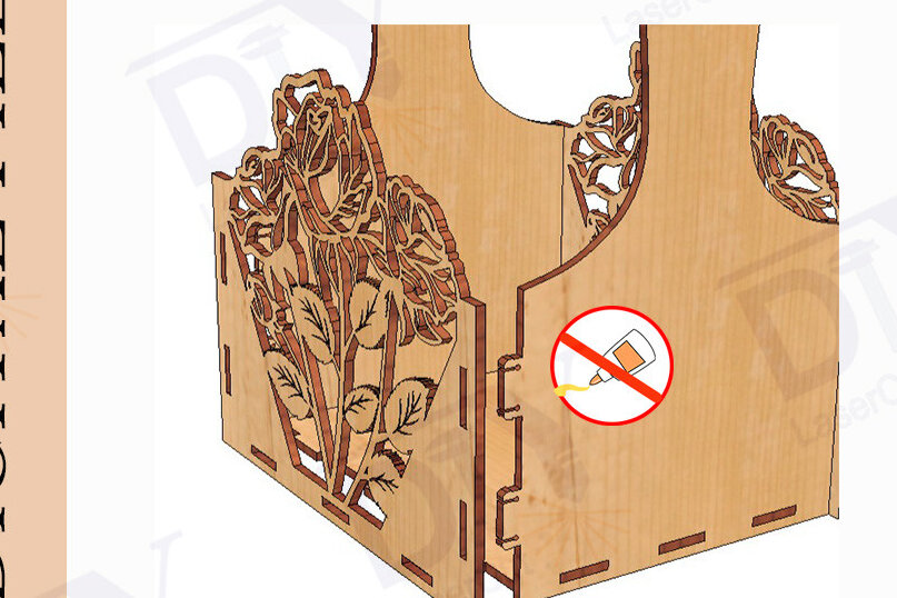 Intra απο ξύλο plywood 3mm-4mm πάχος Καλάθι Flower Cut , Box Decor 4mm Δίασταση 4x4 cm INTRAFABR-113772150 - Image 3