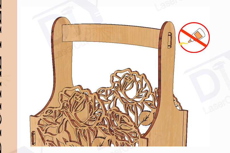 Intra απο ξύλο plywood 3mm-4mm πάχος Καλάθι Flower Cut , Box Decor 4mm Δίασταση 4x4 cm INTRAFABR-113772150 - Image 4