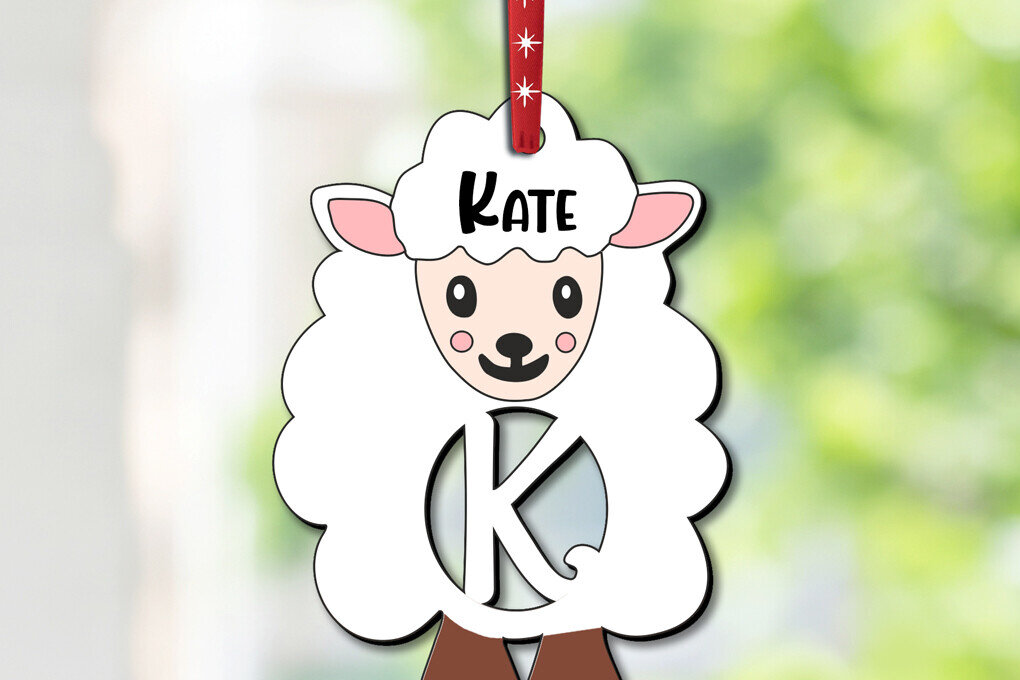 Intra απο ξύλο plywood 3mm-4mm πάχος Καλάθι Όνομα Ετικέτα Γράμμα K Πασχαλινό Αρνί Δίασταση 8x8 cm INTRAFABR-112774034