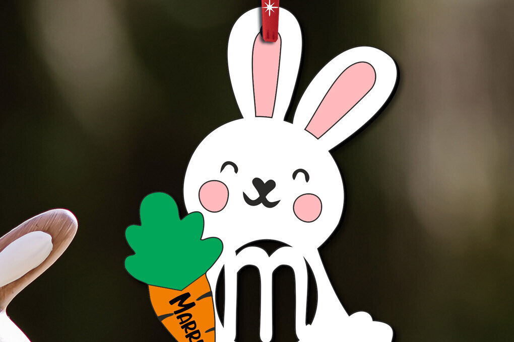 Intra απο ξύλο plywood 3mm-4mm πάχος Καλάθι Όνομα Ετικέτα Γράμμα M Bunny Πάσχα Δίασταση 8x8 cm INTRAFABR-113130143